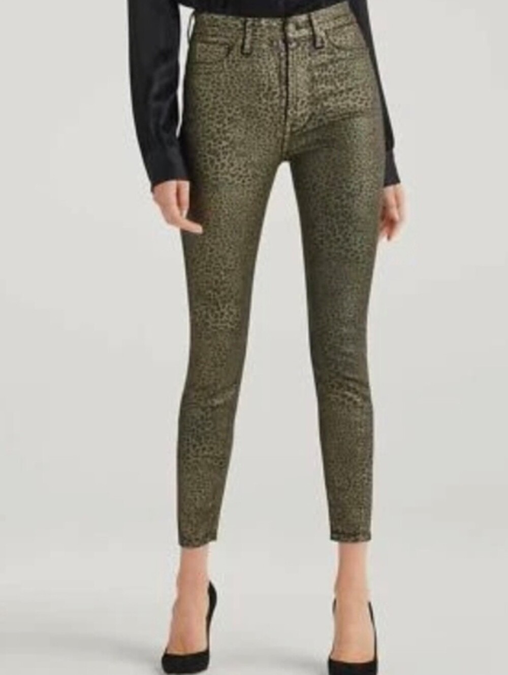 NWT! 7 For All Mankind Coated Metallic High Waist Ankle Super Skinny Jeans 26